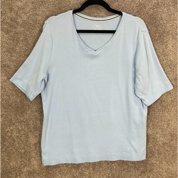 Chicos Top Womens 3 XL 16 Blue Ultimate Tee V Neck 100% Supima Cotton Blouse - Picture 1 of 7
